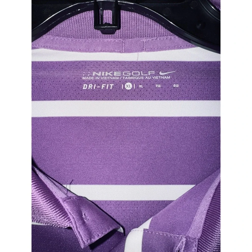 Nike Golf Dri-fit purple white stripe short sleeve‎ polo XL 400771-525